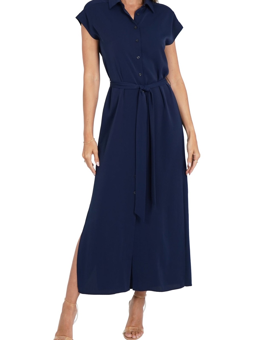 NWT Love Token Maggie Navy Shirt Dress Midi Maxi Size M